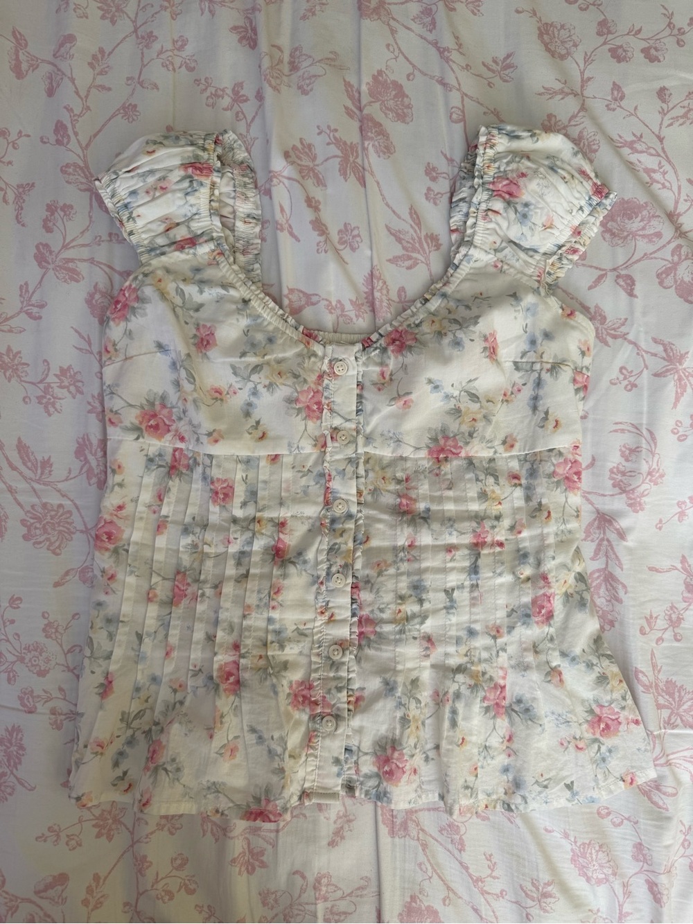 Hollister V-Neck Pintuck Top